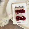 Nuevo Estilo Clip para el Cabello de Niños con Lazo a Cuadros Borgoña Goma para el Cabello Pasador Pinza Lateral Banda Elástica