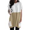 Amazon 2023 Verano Vestido de Media Longitud Casual de Moda para Mujer con Costuras en Color de Contraste y Cuello Redondo
