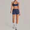 Conjunto de yoga invisible plisado transfronterizo con cuello halter, cintura alta, ajustado, realzador de glúteos para mujer 7229+8402