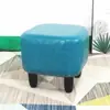 Taburete Cuadrado Sala de Estar Hogar Taburete para Cambiar Zapatos Mesa de Café Taburete Reposapiés Americano Madera Maciza Arte en Cuero Bajo Pequeño Escalón Taburete de Sofá
