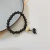 Pulseiras de Contas de Sândalo Verde Retrô Chinês com Lótus Círculo Único para Casal Feminino Pulseiras Budistas de Nicho Atacado