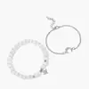 Pulsera de Estrellas y Lunas con Perlas Nueva de Verano para Niñas Estilo ins Nicho Elegante Pulsera Simple Set de Pulseras Ojo de Gato
