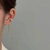 Tiktok mismo estilo micro incrustado circonita clip de oreja con borla en forma de C hueso femenino moda nicho simple pendientes sin oreja