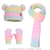 Conjunto de Tres Piezas de Gorro, Bufanda y Guantes de Invierno para Niños y Niñas para Prevenir el Frío y Forrado de Felpa para Mantener Caliente y Gorro de Lana Tejido Protector de Orejas