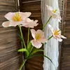 Nova Flor Artificial Tulipa Aberta de Cinco Cabeças Impressa em 3D Decoração de Casa Ornamento para Sala de Estar Arranjo Floral de Casamento