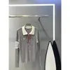 Suéter de Punto Pullover para Mujer Primavera y Otoño 2025 con Cuello de Lazo, Estampado de Cachorro y Cuatro Rayas, Pullover Polo de Manga Larga Estilo Universitario