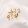Color oro 14K retenedor de cuentas de medio agujero tapa de tornillo ojo de oveja pendiente collar clavícula colgante perla pegajosa accesorios DIY