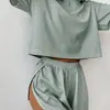 Conjunto de Pijama de Rayas Tejido Top Holgado de Manga Corta y Shorts Moderno Se Puede Usar Afuera Ropa Casual para el Hogar Pijama de Rayas para Mujer