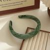 Diadema de lana de ala ancha con esponja de color liso para otoño e invierno de Corea del Sur, accesorio para el cabello, diadema de tela de lana que combina con todo, tarjeta para el cabello