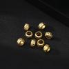 Cuentas huecas de circonita con incrustaciones de oro que conservan el color, cuentas de barril de aleación chapadas en oro, cuentas de barril hexagonales, cuentas sueltas