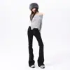 Jeans Negros Acampanados Estilo Americano para Mujer, Primavera 2026, Diseño de Tiro Bajo, Adelgazantes, Elásticos, No Ajustados, Pantalones Acampanados Bootcut