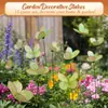Estacas de mariposa artificiales translúcidas verde claro transfronterizas, un juego de 12, decoraciones para jardín exterior, inserciones para patio