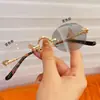 Gafas Graduadas Sin Montura Que Cambian de Color, Gafas de Moda Trendy con Montura Grande Que Hacen que la Cara Parezca Más Pequeña, Gafas Graduadas con Filtro de Luz Azul