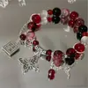 Pulseira Popular Atacado Borboleta Escura Mais Vendida, Pulseira Simples Estilo Antigo Dança da Borboleta Colorida, Pulseira Super Doce Floresta