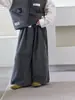 Pantalones cargo anchos de pierna dividida estilo coreano para niños, pantalones casuales rectos holgados de algodón lavado para bebé y preadolescente para otoño