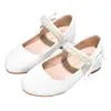 Zapatos de niña, zapatos de princesa, zapatos blancos de actuación para competición de calificación, zapatos de tacón alto de una sola capa para niños, zapatos de cuero de actuación 61