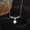 Collar de Perlas y Flores Estilo Francés Elegante Temperamento Cadena para Clavícula Colgante Simple de Moda Venta Directa de Fábrica
