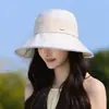 Sombrero de Sol de Color Sólido Simple Estilo Coreano de Ala Ancha para Mujer, Protección UV de Verano, Copa Suave, No Voluminoso, Elegante Sombrero de Pescador