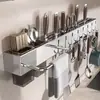 Suporte de Faca de Aço Inoxidável 304 Prateleira de Armazenamento de Cozinha Doméstico Montado na Parede Porta-Hashi Sem Furos Prateleira de Armazenamento de Facas