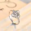 Anillo de amor giratorio índice dedo simple moda anillo personalidad diamante hierba de la suerte anillo abierto joyería de plata al por mayor