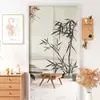 Cortina de Porta de Tecido Estilo Chinês com Ameixa, Orquídea, Bambu e Crisântemo Cortina Meia para Divisória de Quarto de Casa Cortina de Proteção para Cozinha Banheiro Cortina de Porta Estampada