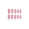 Puntas de Uñas Ovaladas Extensas Ultra Delgadas, 24 Pegatinas de Uñas Postizas Mate, Popular Arte de Uñas Mate Rosa Claro en Europa y América