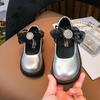 Sapatos Pequenos de Couro para Crianças 2025 Primavera & Outono Novo Estilo Coreano Brilhante Strass Laço de Renda Meninas Sapato Mary Jane Princesa