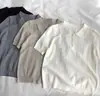 Suéter de Tricô com Gola Pequena em Ponto Vazado, Camisa Polo Feminina de Manga Curta Fina e Amiga da Pele, Top Branco