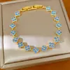 Pulseira fecho flor trevo com zircônia, banhada a ouro 18k real, pulseira de pulso de nicho de luxo leve, joias personalizadas e da moda