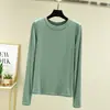 Camiseta Base de Modal Manga Larga para Mujer Corte Ajustado Ropa Interior Otoño Top Cuello Redondo Nuevo 2024 Primavera y Otoño Estilo Occidental