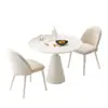Mesa de comedor redonda francesa estilo crema, pequeña mesa de tablero de roca para el hogar y combinación de silla, mesa de negociación de recepción de lujo ligera para balcón