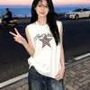 Chaleco deportivo sin mangas con estampado de letras retro americano, estilo pareja de verano, camiseta de algodón puro, top de longitud media estilo callejero