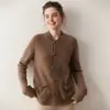 Cárdigan de Cachemira para Mujer de Siete Puntos Nuevo Estilo Chino Cardigan de Botones con Bolsillos Chaqueta de Punto Otoño e Invierno Cárdigan Suéter Holgado