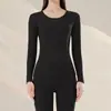 Conjunto térmico para mujer de cachemira y seda, ropa interior térmica de otoño e invierno, transpirable, tejido cepillado por ambos lados, alta elasticidad, antiestático y cálido
