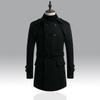 Gabardina larga de lana de doble botonadura con solapa gris para hombres jóvenes ropa de invierno cinturón guapo material de lana abrigo británico