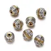 Prata antiga estilo Xizang costura bicolor padrão de nuvens auspiciosas contas cilíndricas contas de cintura contas de tambor contas dos oito tesouros acessórios de liga de prata Xizang para DIY