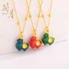 Jianyuesha Color Oro Tang Caballo Dun Dun Collar Colgante Estilo Chino Nuevo Collar de Lujo Ligero Cadena para Clavícula Colgante 2025