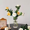 Ramo de camélia de simulação com várias cabeças gardênia mesa de jantar sala de estar decoração de casa flor falsa arranjo de flores árvore paisagismo adereços para fotos