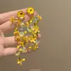 Brincos de Franja Flor Agulha de Prata Jardim de Monet Doces e Versáteis Brincos de Pino de Nicho Brincos com Atmosfera Elegante e da Moda para Mulheres