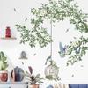 Planta Verde Galho gaiola pássaro adesivo de parede sala de estar quarto decoração pintura adesiva