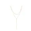Amazon Transfronterizo Nuevo Collar de Cadena para Labios Doble Capa en Forma de Y para Mujer, Cadena Clavicular Larga Elegante Clásica Retro con Estilo