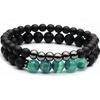 Pulseras de Joyería de Aleación de Siete Venas de Venta Caliente Transfronteriza, Pulseras Trenzadas de Yoga de Piedra Volcánica Colorida Turquesa Ojo de Tigre
