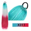 Trenzas de Hilo Plateado Trenzado para el Cabello Ez Dreadlocks Extensiones de Cola de Caballo Larga con Hilo Dorado y Plateado Trenzas de Gradiente de Colores Pelucas para Niños