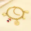 Pulseira de Aço Inoxidável com Pingente de Borboleta, Lua, Estrela, Coração e Flor, Banhada a Ouro 18K, Personalizada, Doce e Fashion