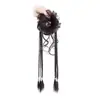 Diadema de Pelo de Barba de Dragón Trenza Falsa Cola de Caballo Nuevo Chinoiserie Trenza Larga Cabeza de Brote Giro Trenza de Boxeo Atado Alto Doble Accesorios para el Cabello Marrón y Negro