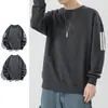 Sudadera de otoño e invierno para hombre, holgada y gruesa, sin capucha, cuello redondo, manga larga, talla grande, moderna y versátil