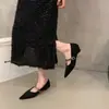 Zapatos de Mujer Chuyuji Mary Jane con Tacón Grueso y Punta Fina 2026 Nueva Colección Primavera Verano Francés Tacón Medio Ante Negro