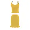 Conjunto morado para chicas sexys y calientes: conjunto de dos piezas: top sin mangas ajustado con cuello halter, escote pronunciado y espalda descubierta, con cordones, y falda ajustada