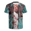 2024 Verano Nuevo Europeo y Americano Halloween Esqueleto Impresión Digital Talla Grande Camiseta Manga Corta Ropa de Pareja Dropshipping