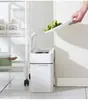 Lixeira Japonesa de Botão Pop-Up Plástico Cozinha Sala de Estar Doméstico Banheiro Separação Armazenamento Fresta Balde Sanitário